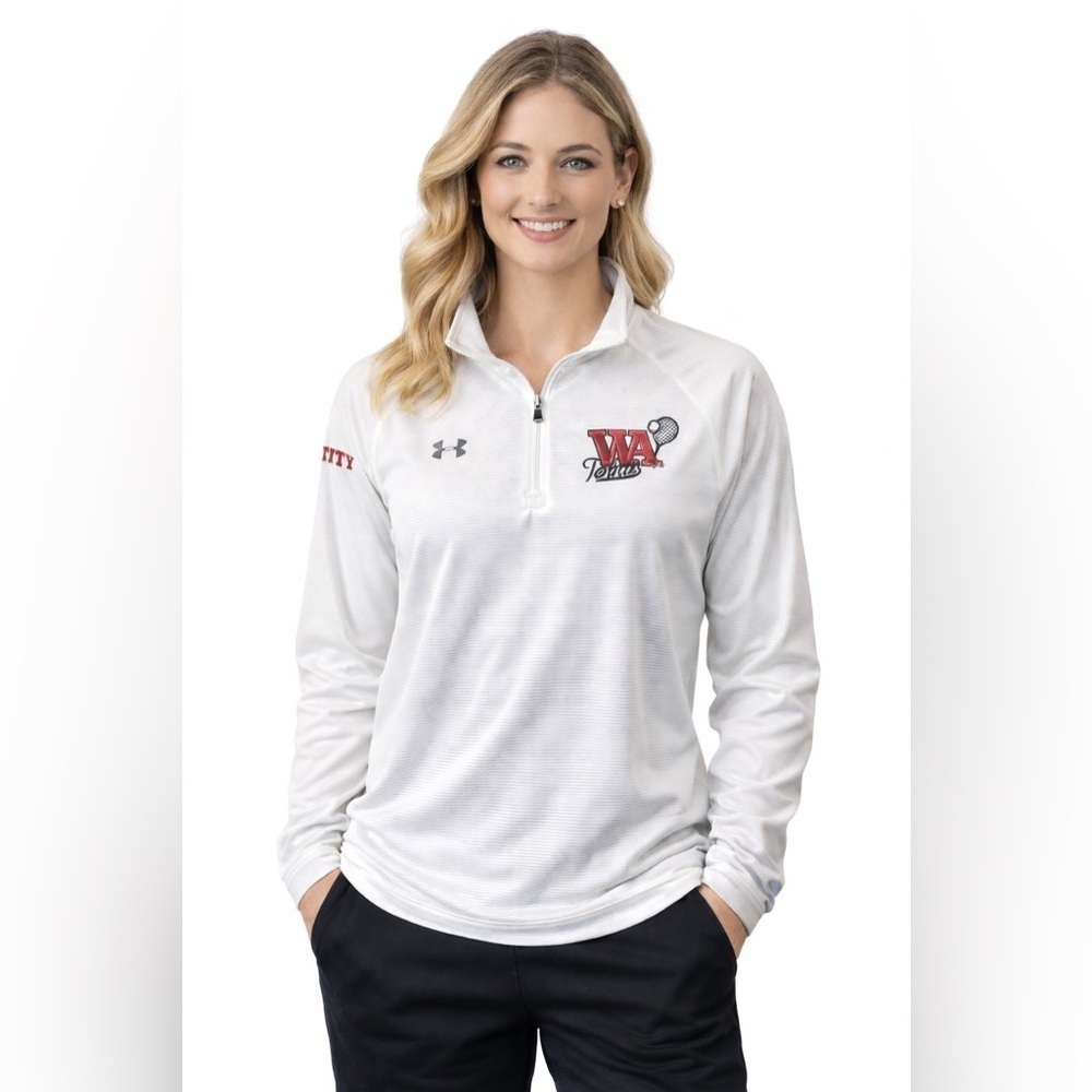 WA Tennis varsity under armor white/gray stripe 1/3 zip pull over